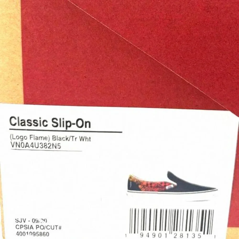💖MEGA SALE💖VANS Classic Slip On Flame Black VN0A4U382N5 Women's Shoes Canvas